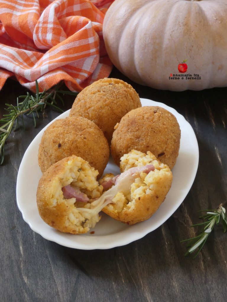 bolinhos de arroz com abóbora e bacon