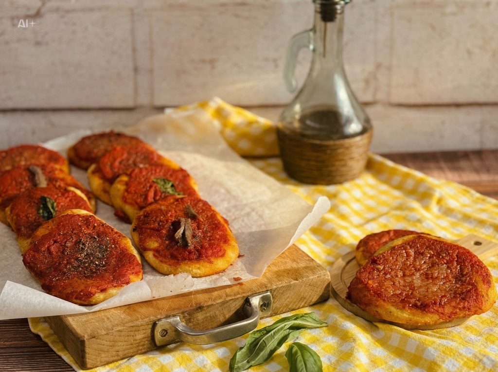 mini pizzas vermelhas fofinhas sem fermento