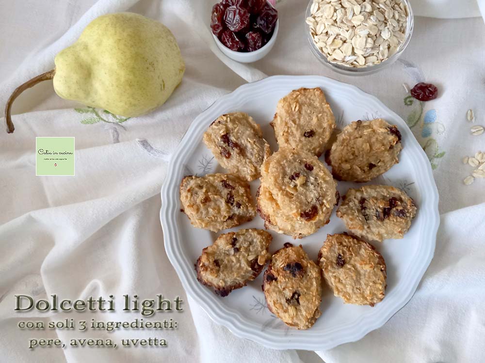 Docinhos light com apenas 3 ingredientes: pera, aveia, uva passa