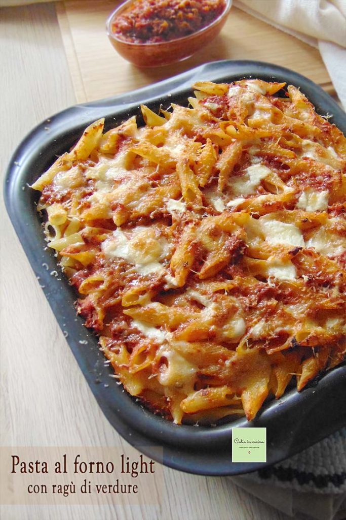 macarrão gratinado light com ragu de vegetais