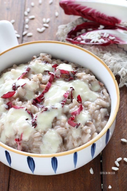 risotto radicchio speck e taleggio in pentola a pressione