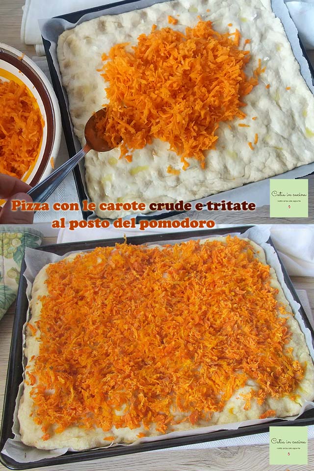 pizza com cenouras no lugar do tomate - etapas