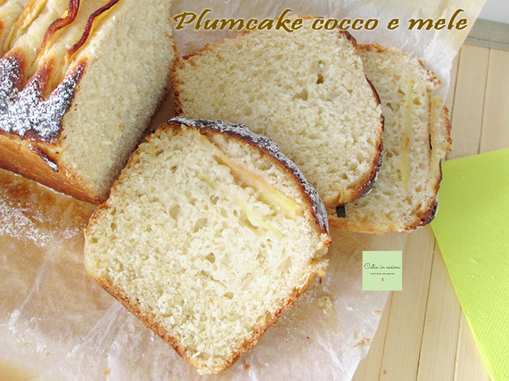 plumcake coco e maçãs receita kefir