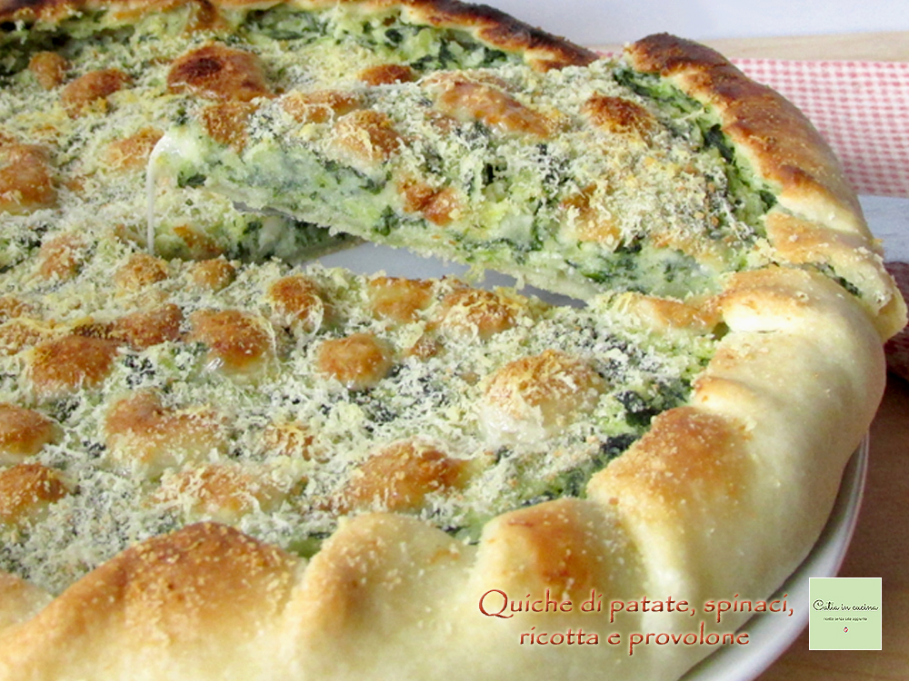 Quiche de batatas, espinafre, ricota e provolone