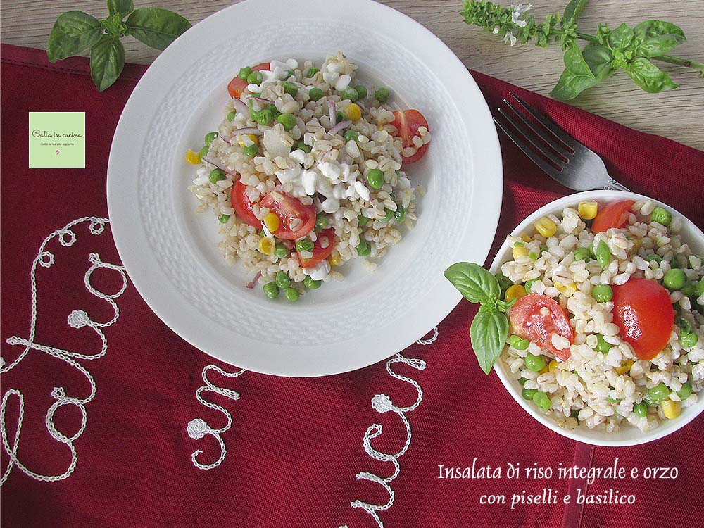 Salada de arroz integral e cevada