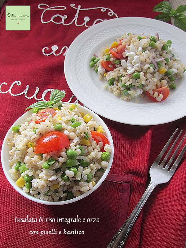 salada de arroz integral e cevada