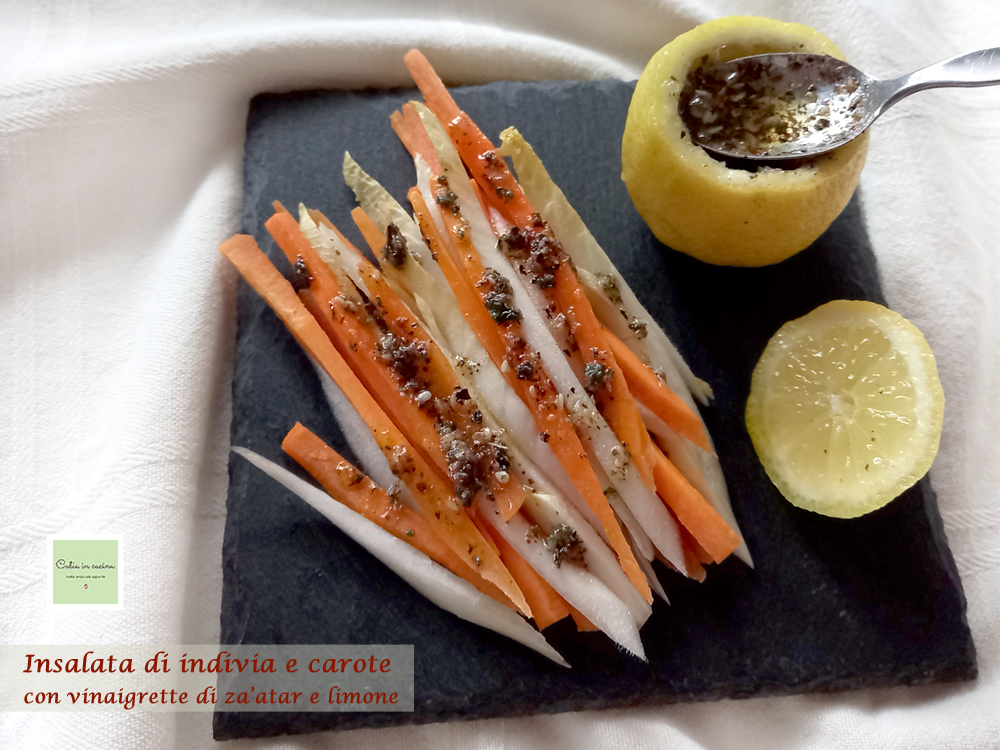 Salada de endívia e cenouras com vinagrete de zaatar e limão