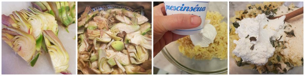 rocambole de alcachofra e batatas