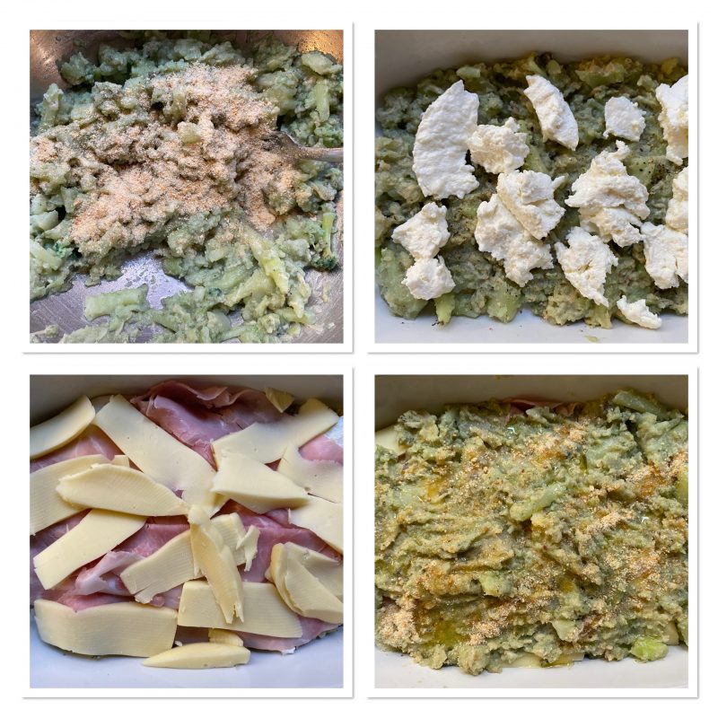 Sformato de couve-flor com presunto cozido e provola