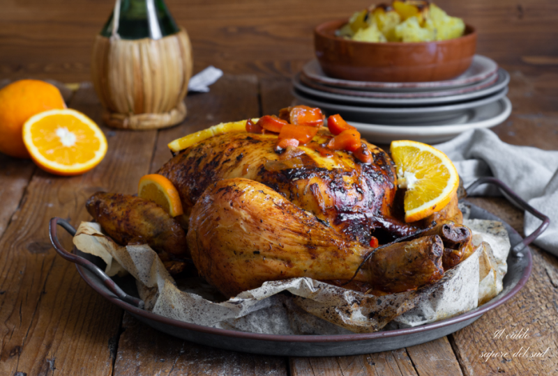 Frango assado com laranja