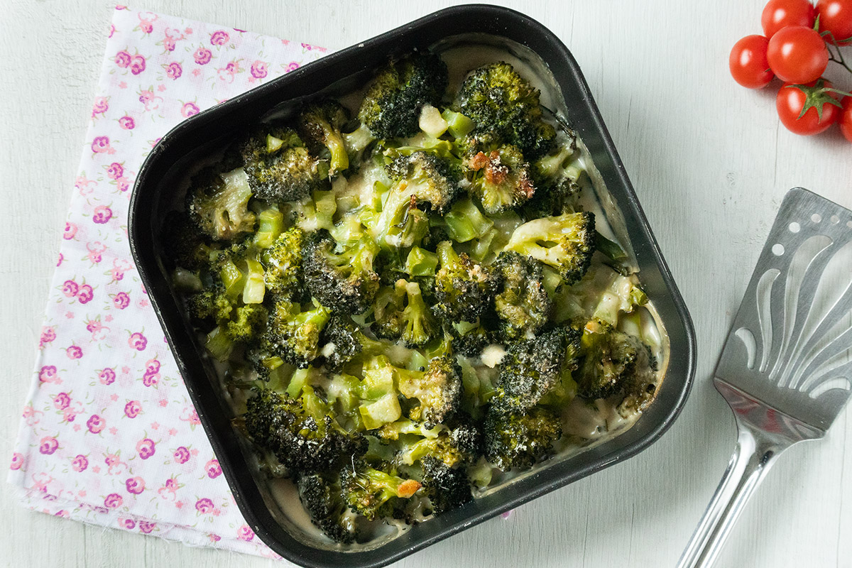 Brócolis gratinados no forno