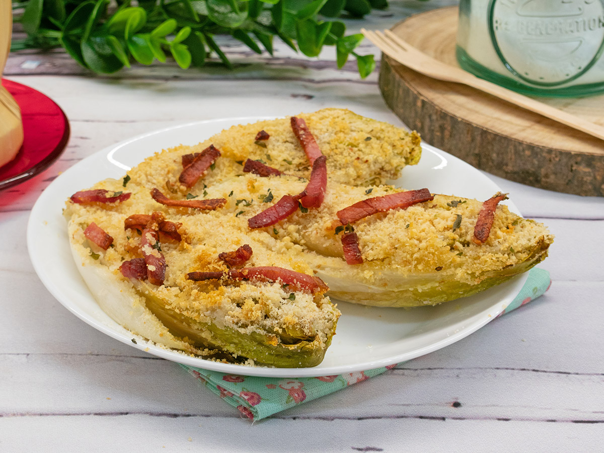 Endívia belga gratinada na fritadeira elétrica