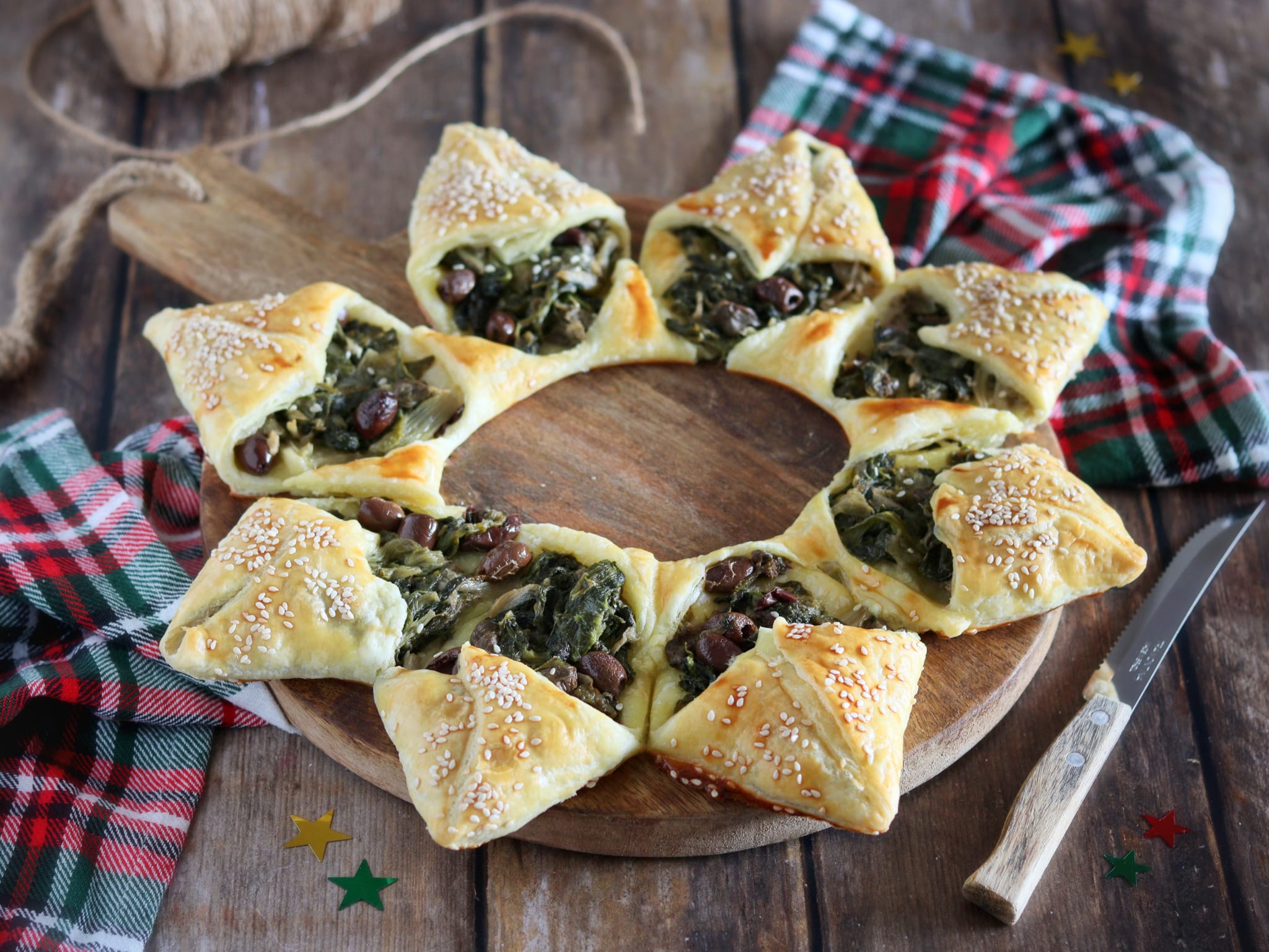 Estrela de massa folhada com escarola