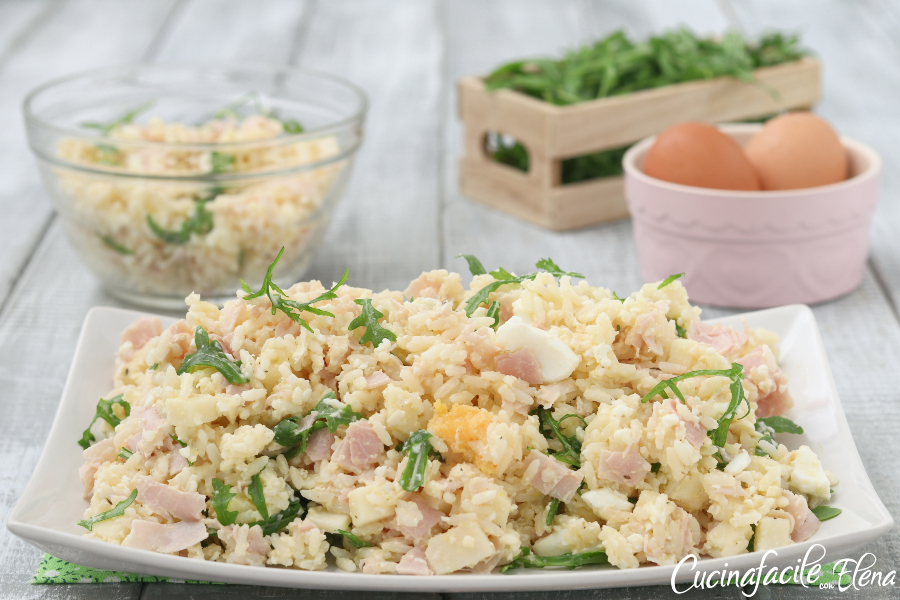 Arroz frio com ovos e presunto