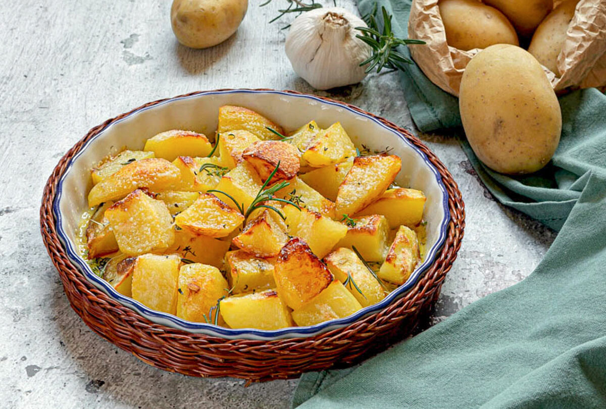 Batatas assadas crocantes