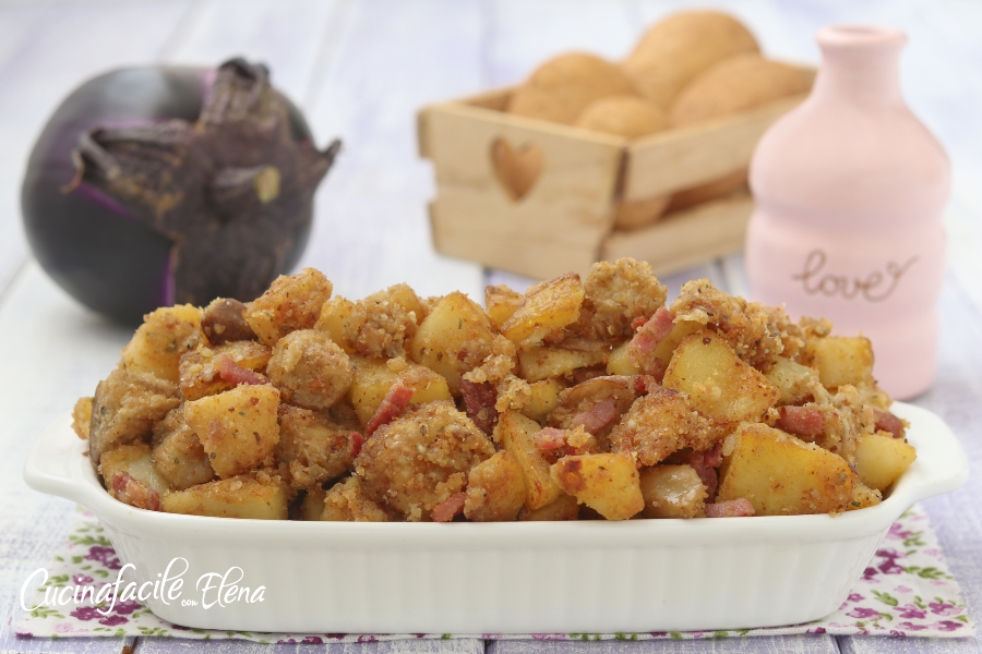 Berinjela e batata gratinada na frigideira