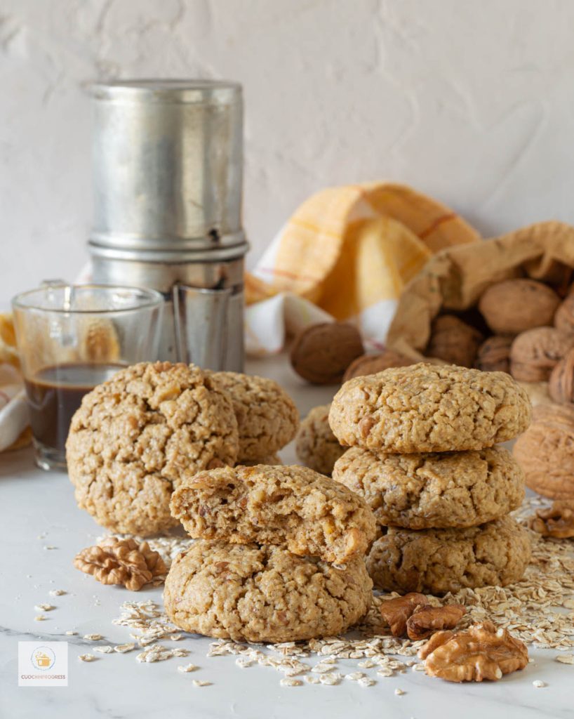biscoitos farinha de aveia e nozes