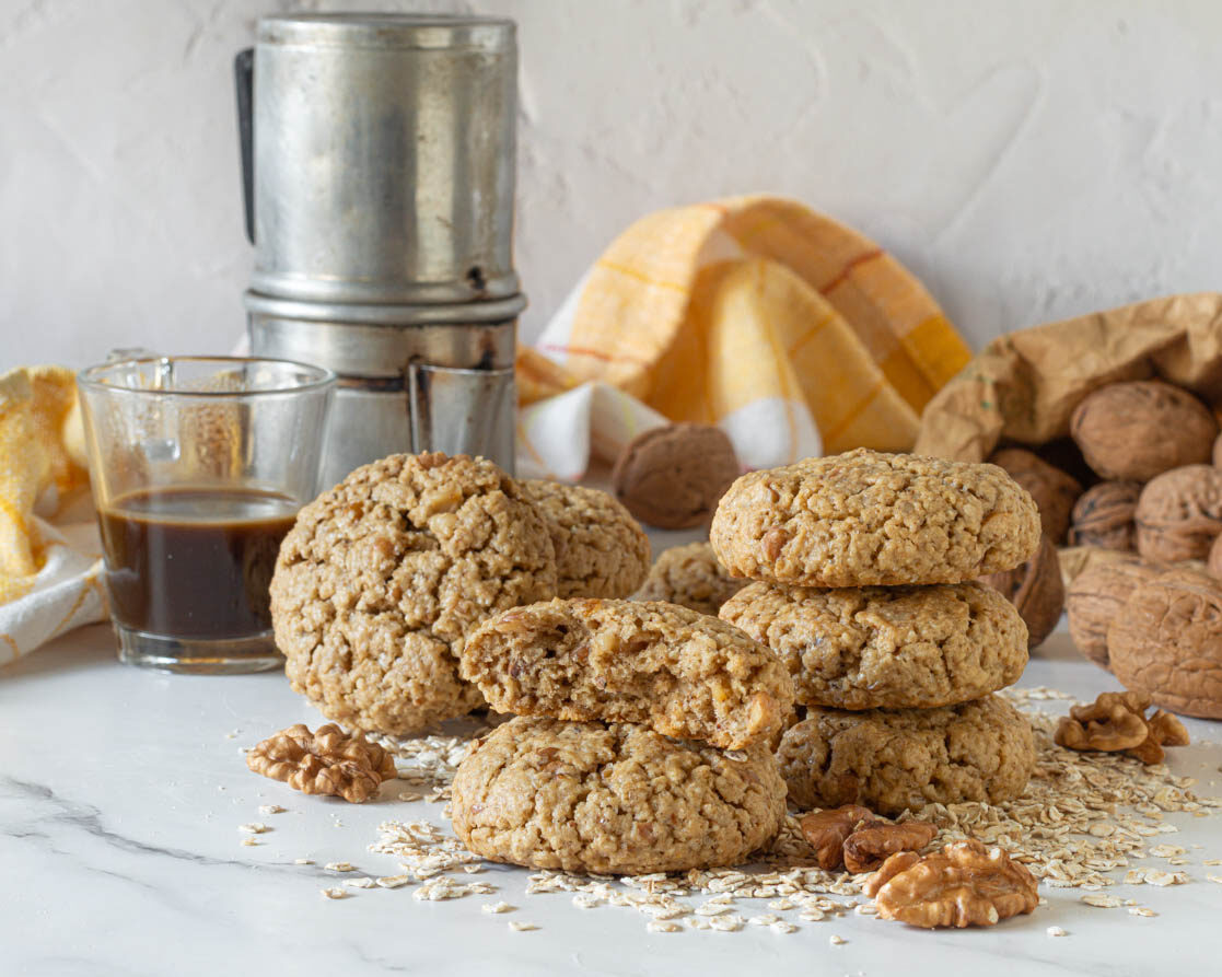 Biscoitos com farinha de aveia e nozes