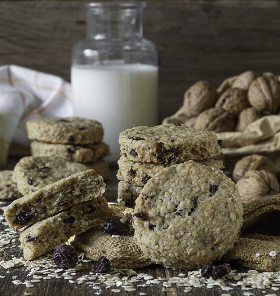 Biscoitos de flocos de aveia e nozes