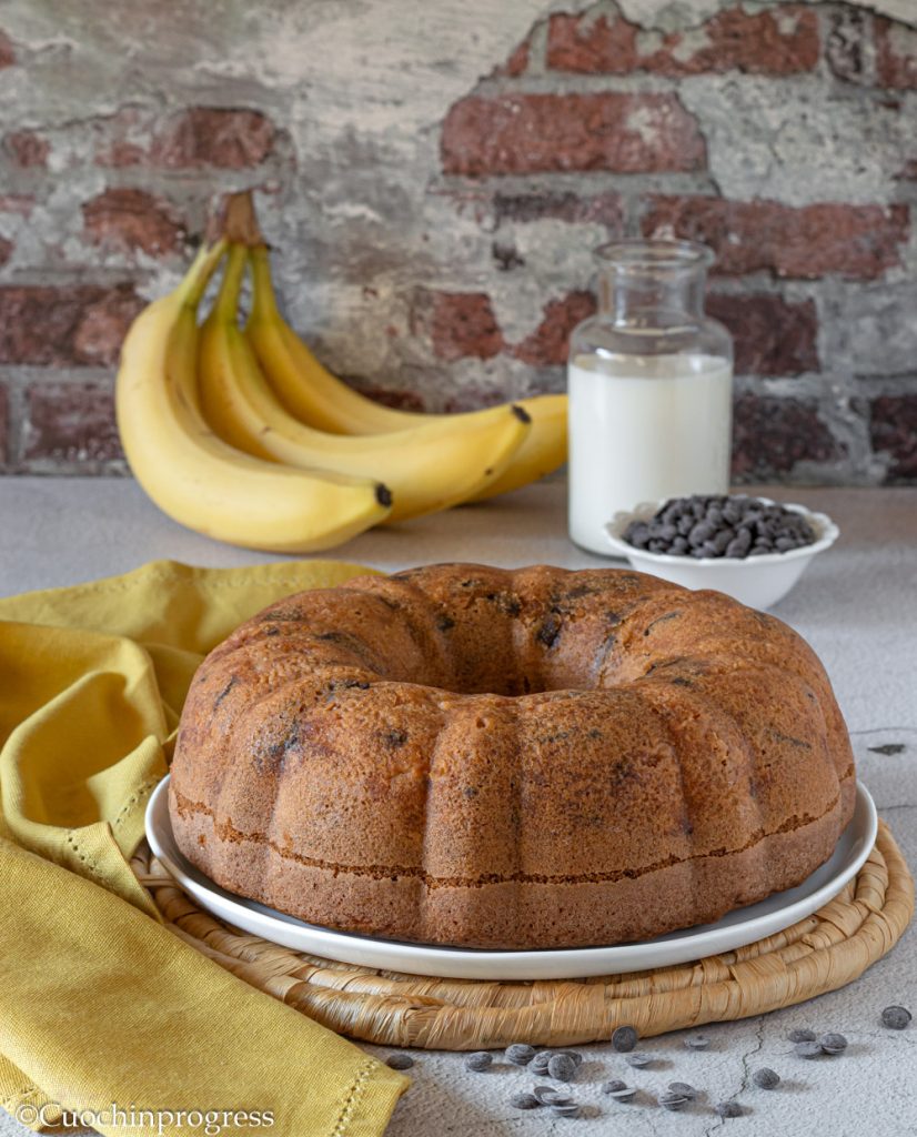 bolo de banana e chocolate