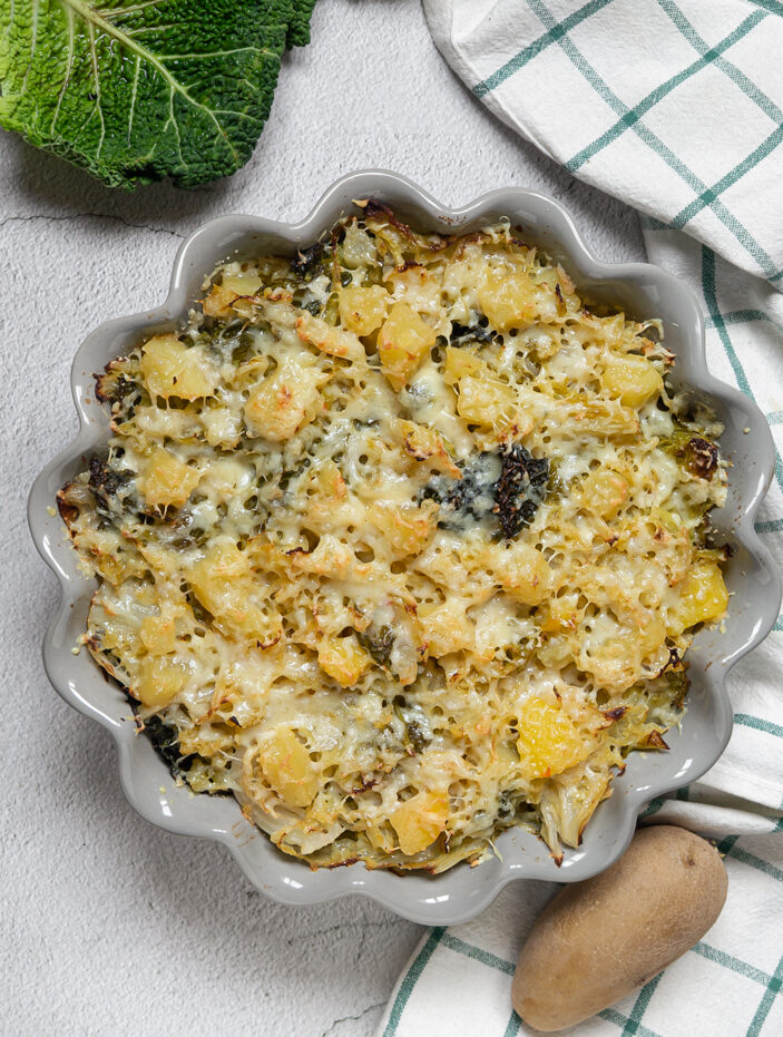 Couve e batatas ao forno