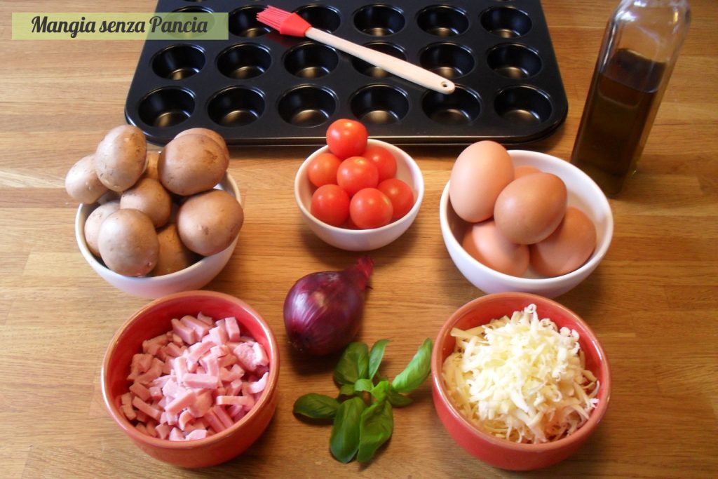 Omeletinhos com cogumelos no forno, finger food, Mangia senza Pancia