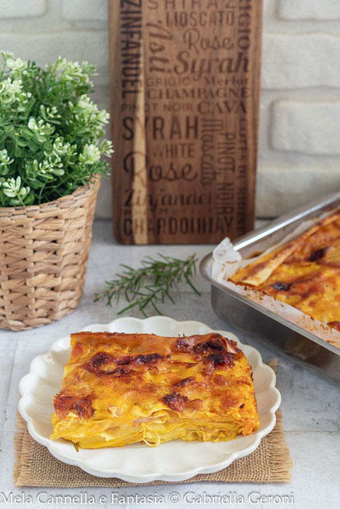 lasanha de abóbora com speck e provola sem lactose