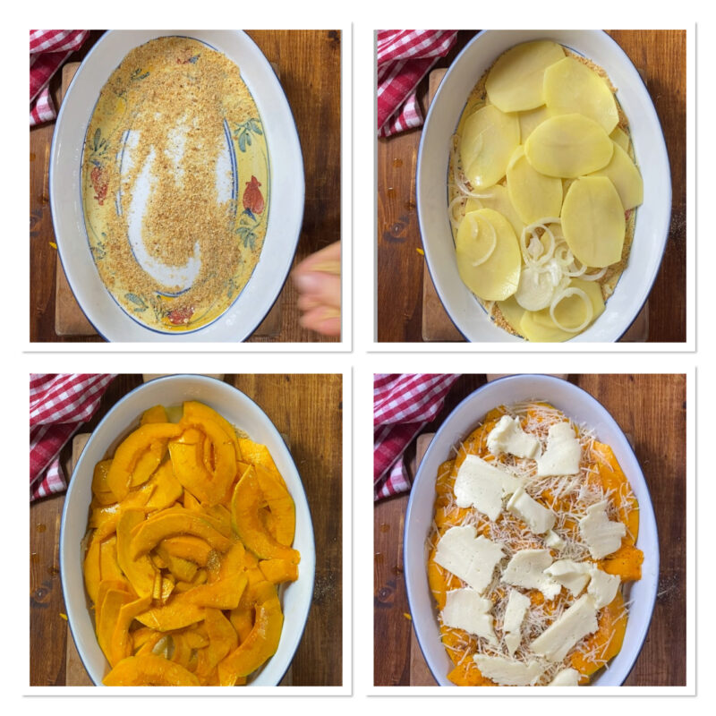 tortinha de abóbora e batata com presunto e queijo