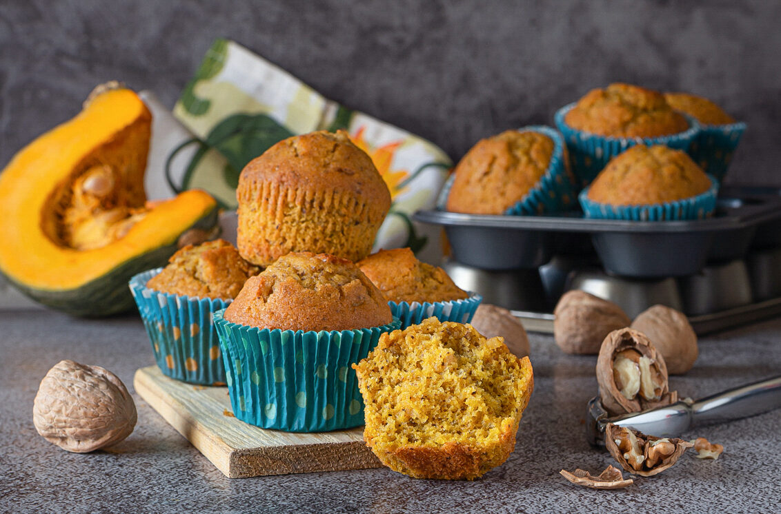 Muffins de abóbora e nozes