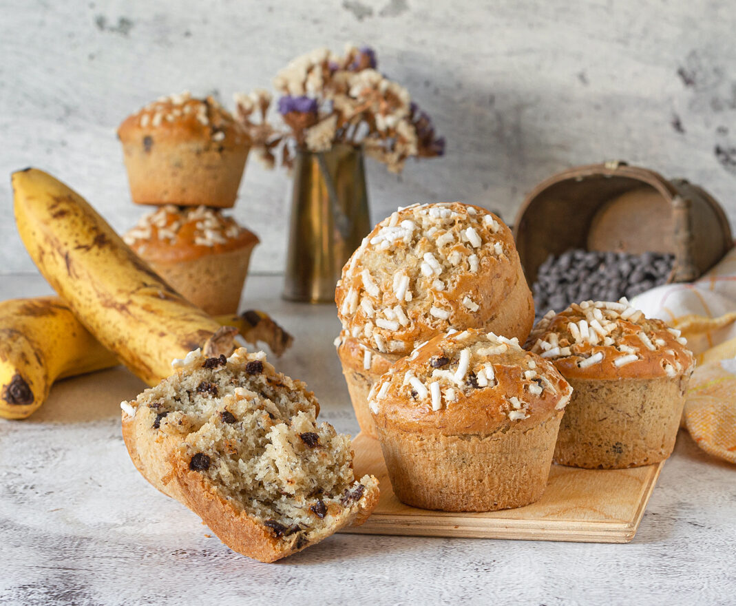 Muffin de banana e chocolate sem ovos