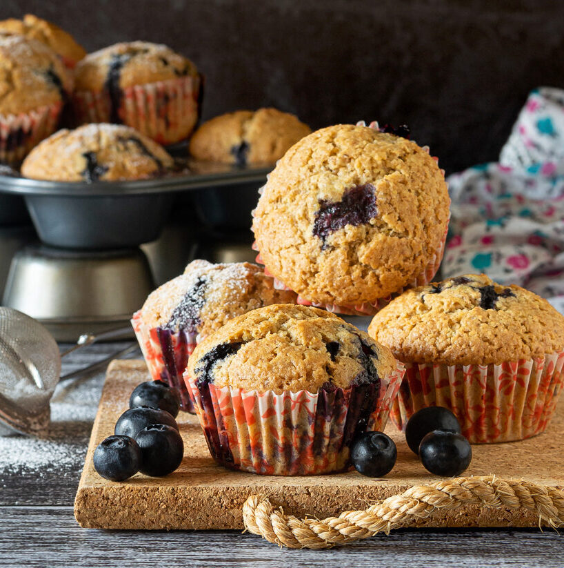 Muffins integrais com mirtilos