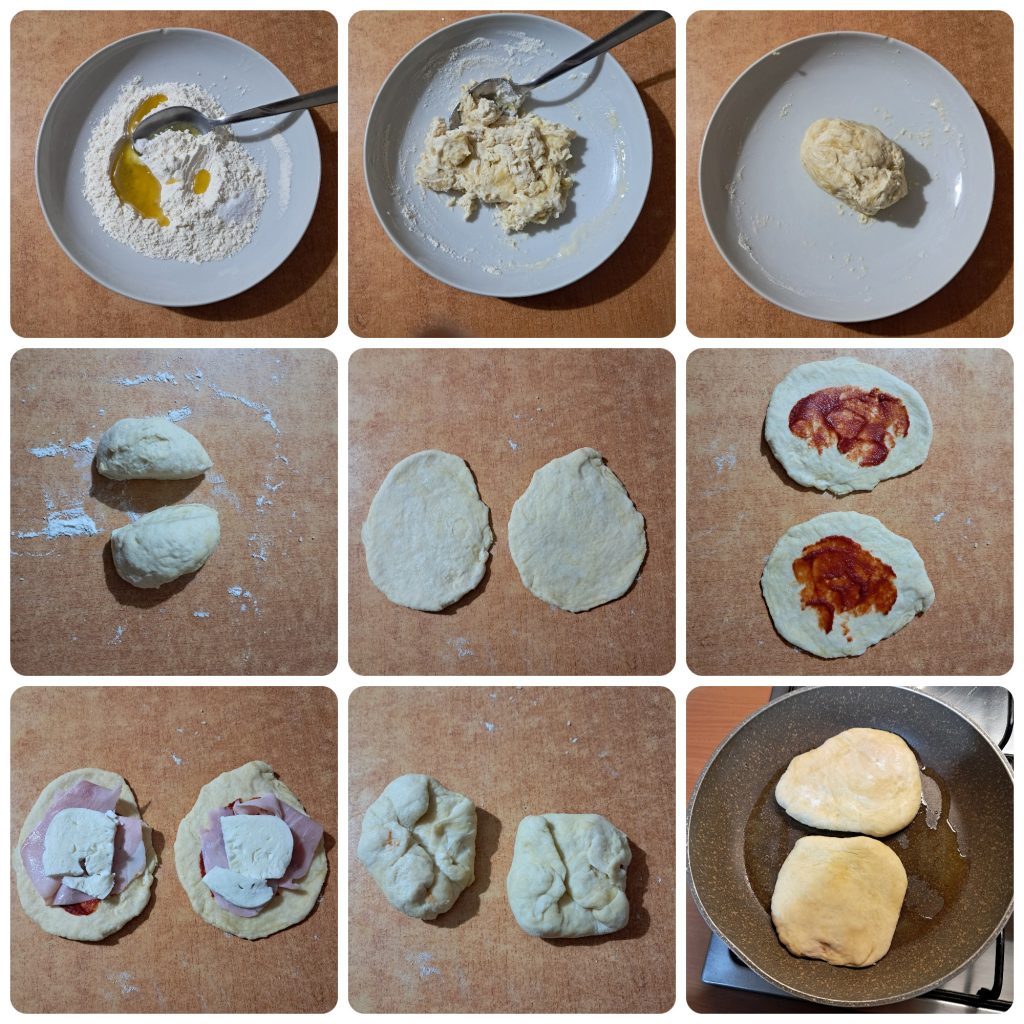 Pita recheada na frigideira