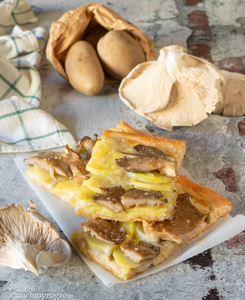 pizza de batata e cogumelos