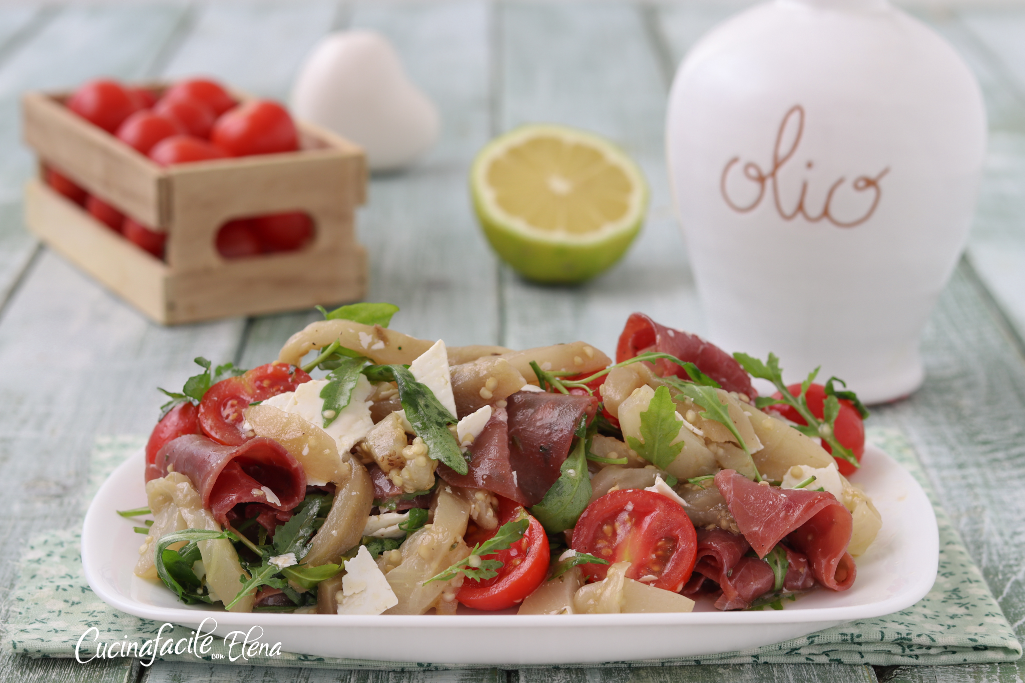 Salada de berinjela e bresaola