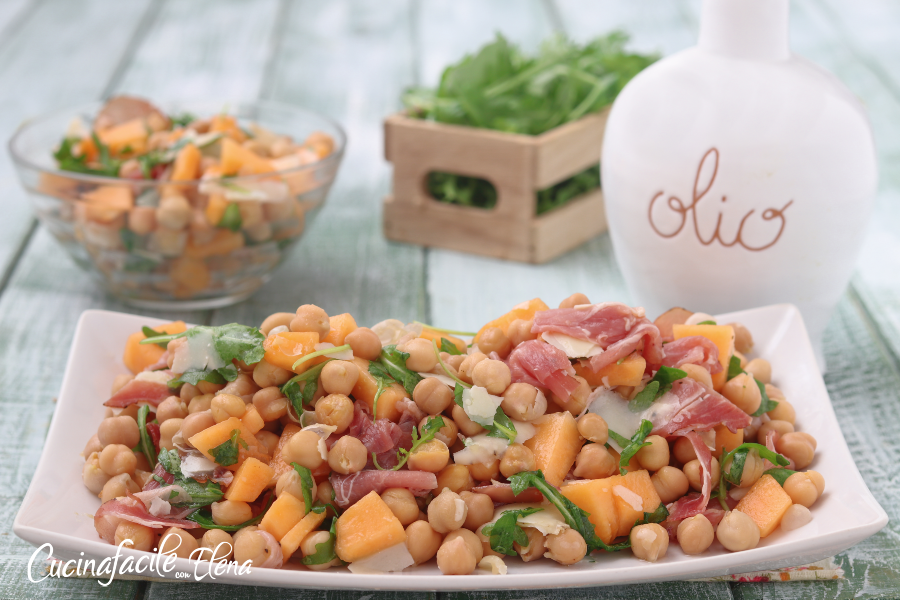 Salada de grão de bico e melão