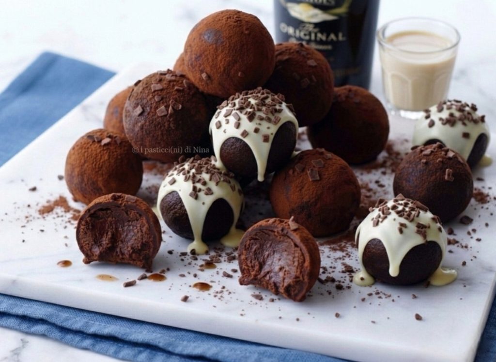 Docinhos sem forno com Baileys trufas de chocolate receita i pasticcini di Nina