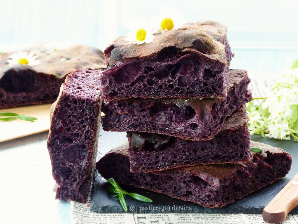 Focaccia com farinha de milho roxo longa fermentação digestível leve fermentado propriedades benéficas receita i pasticcini di Nina