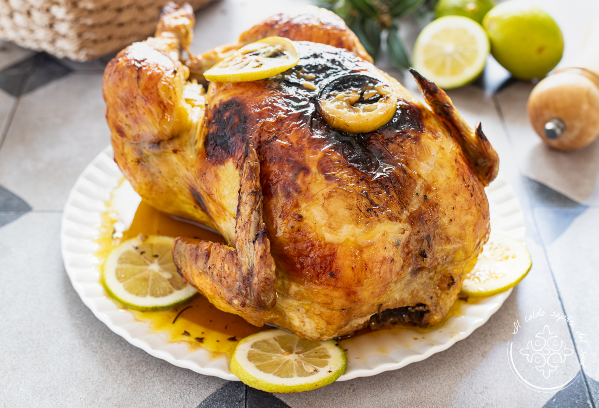 Frango assado com limão