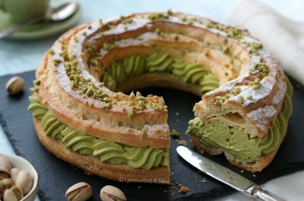 Paris Brest de pistache com creme mousseline receita i pasticcini di Nina