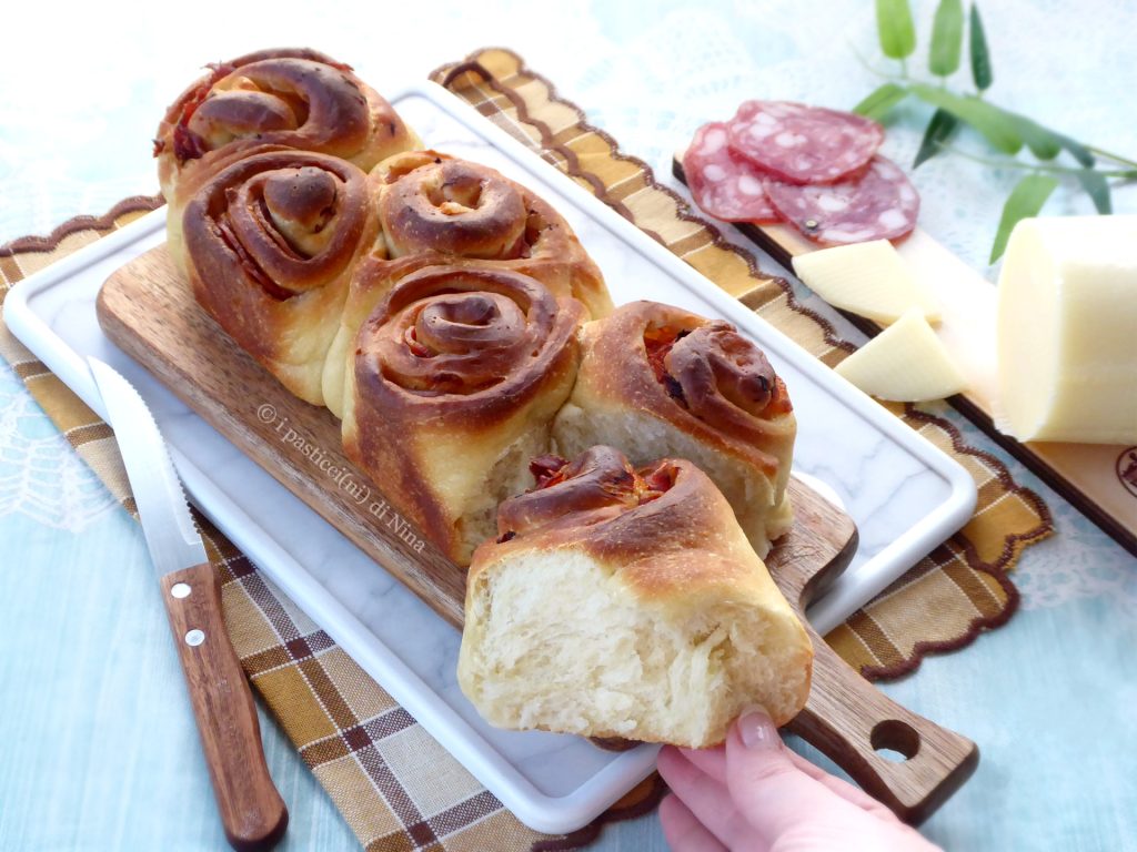 Plumcake brioche de rosas salgado com scamorza e salame receita i pasticcini di Nina