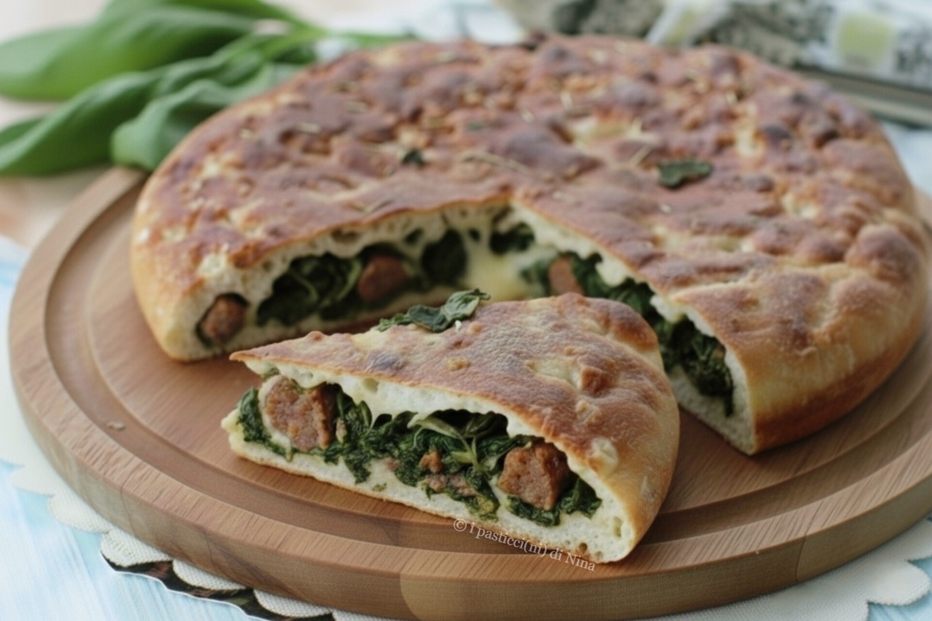 SCACCIATA DE SEMOLINA COM LINGUICA E FRIARIELLI