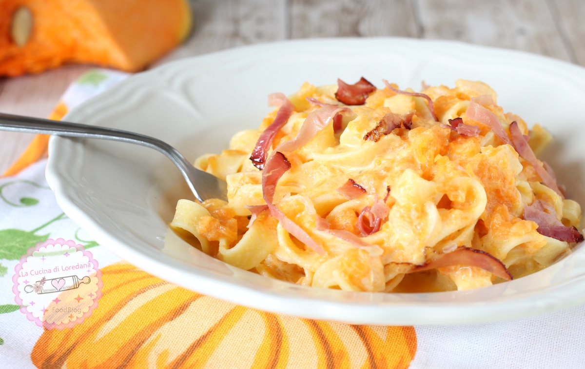 TAGLIATELLE COM ABÓBORA E SPECK cremosíssimas e saborosas