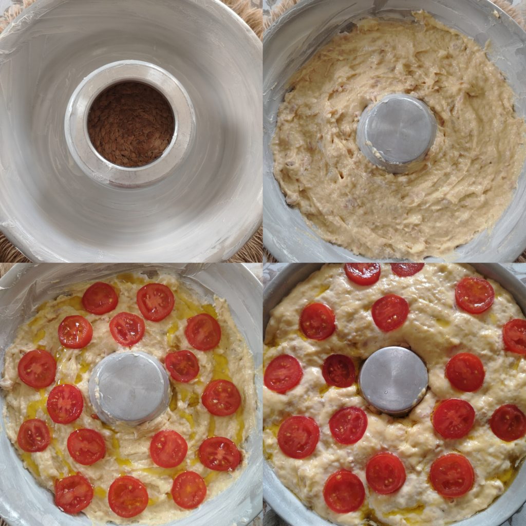 Rosca salgada com frios e tomatinhos