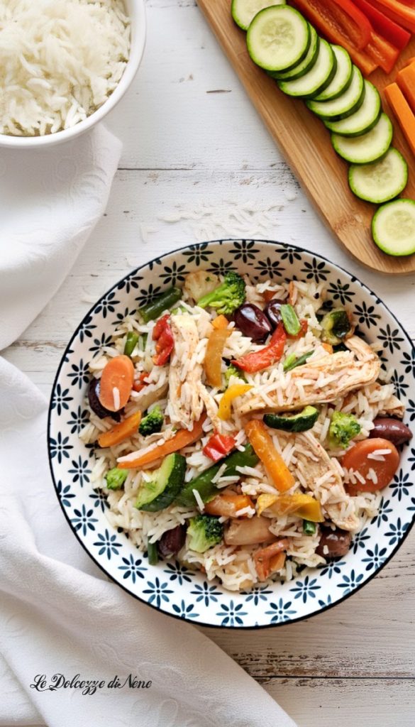 Arroz basmati com frango e legumes