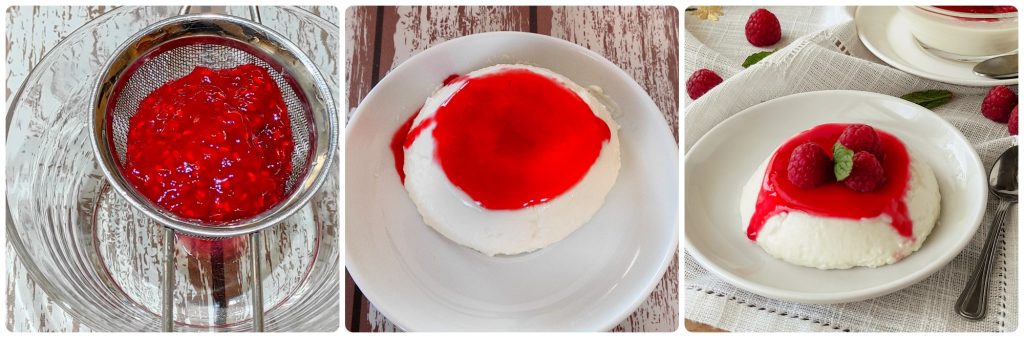 Panna cotta com framboesas