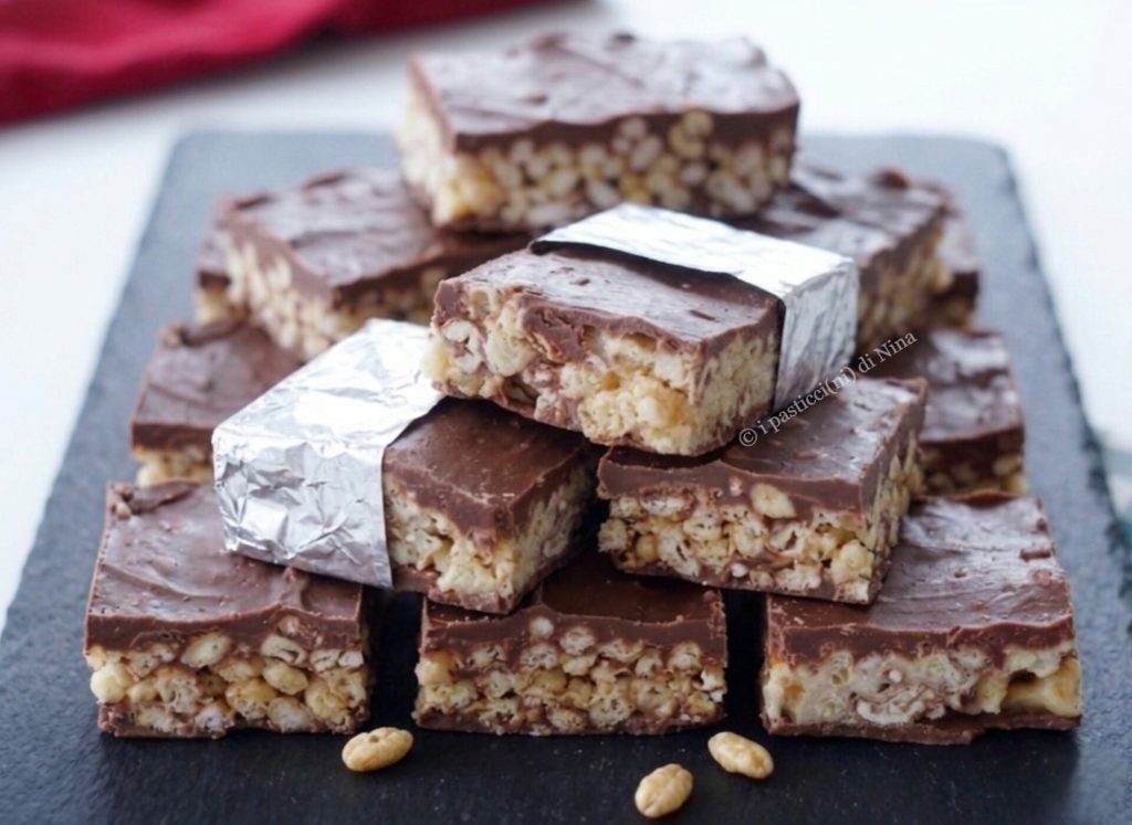 barrinhas de chocolate com cereais inflados feitas em casa receita i pasticcini di Nina