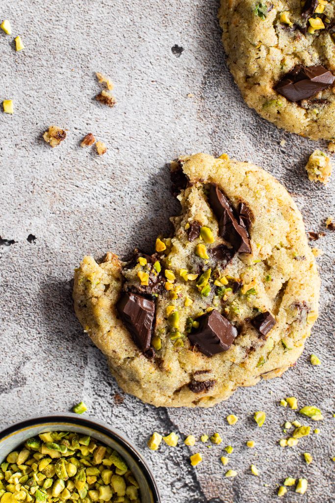 Biscoitos de pistache e chocolate