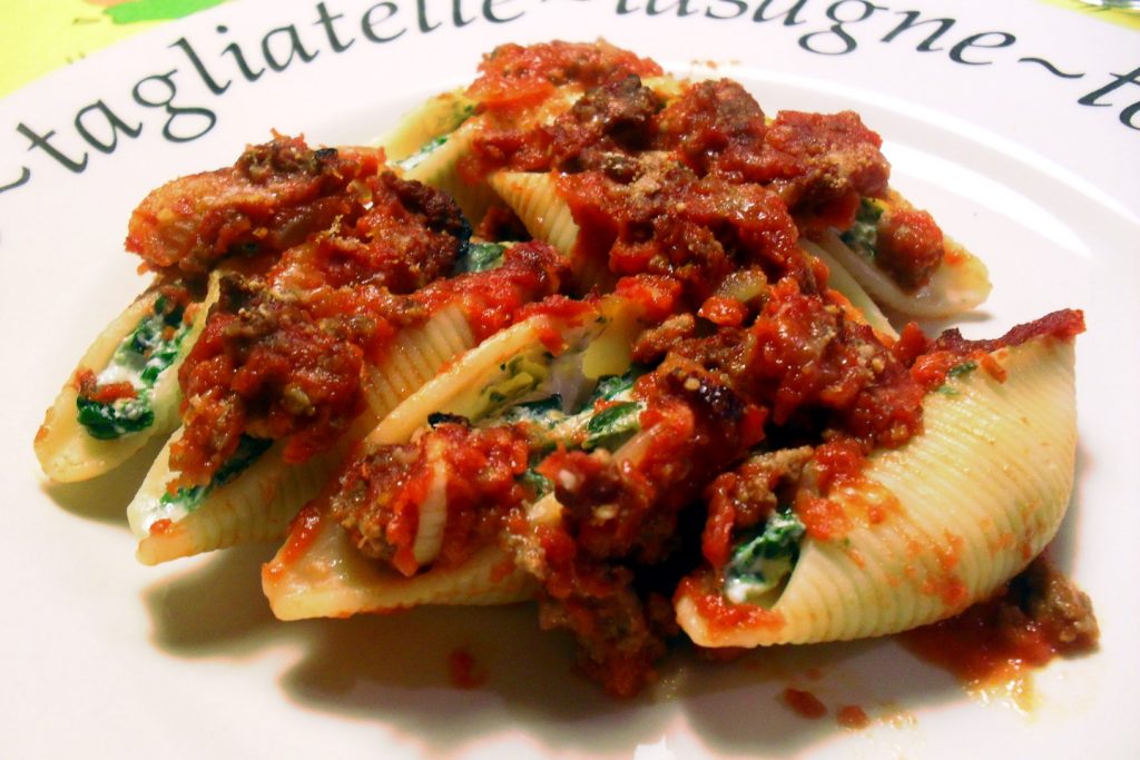 Conchiglioni recheados light com espinafre e ricota, Mangia senza Pancia