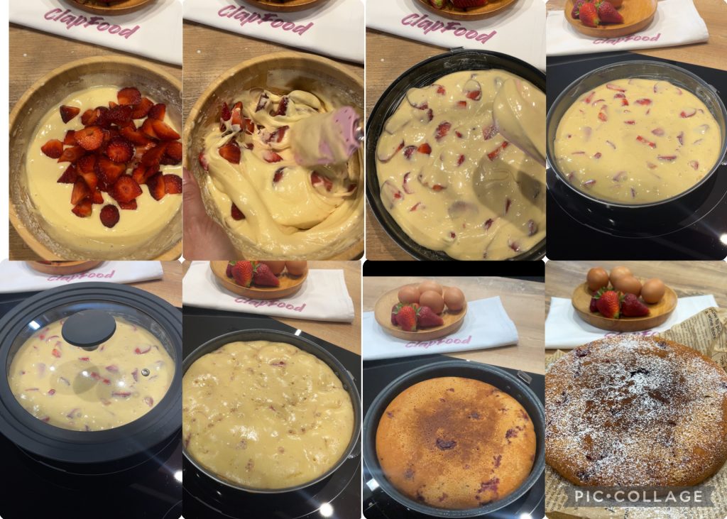 Bolo de morango na frigideira