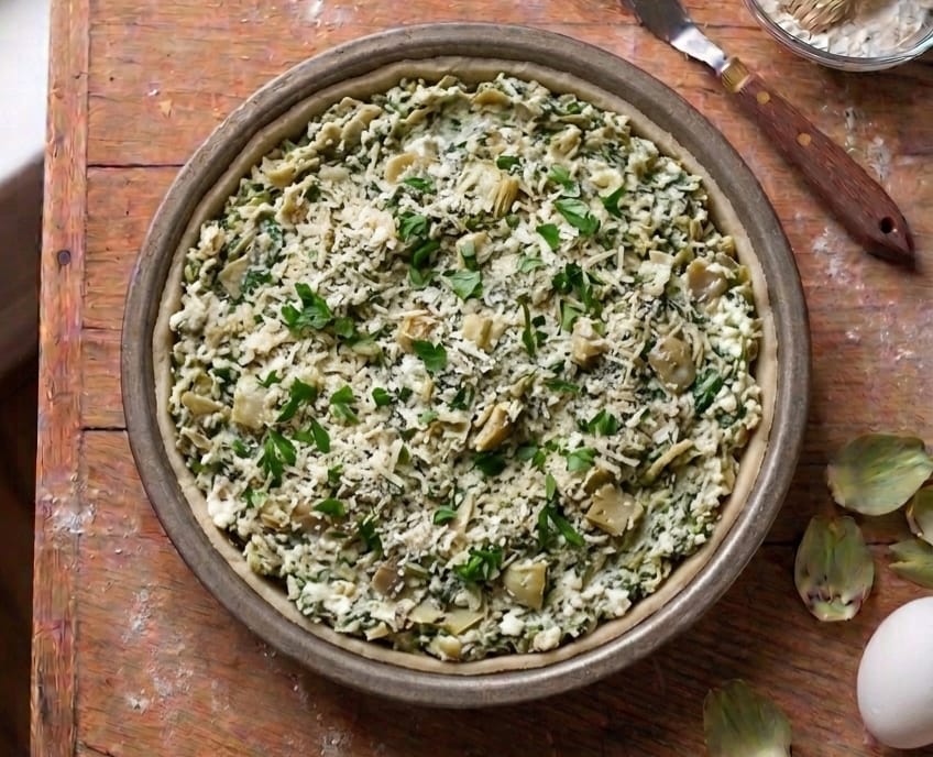 A torta Pasqualina com alcachofras